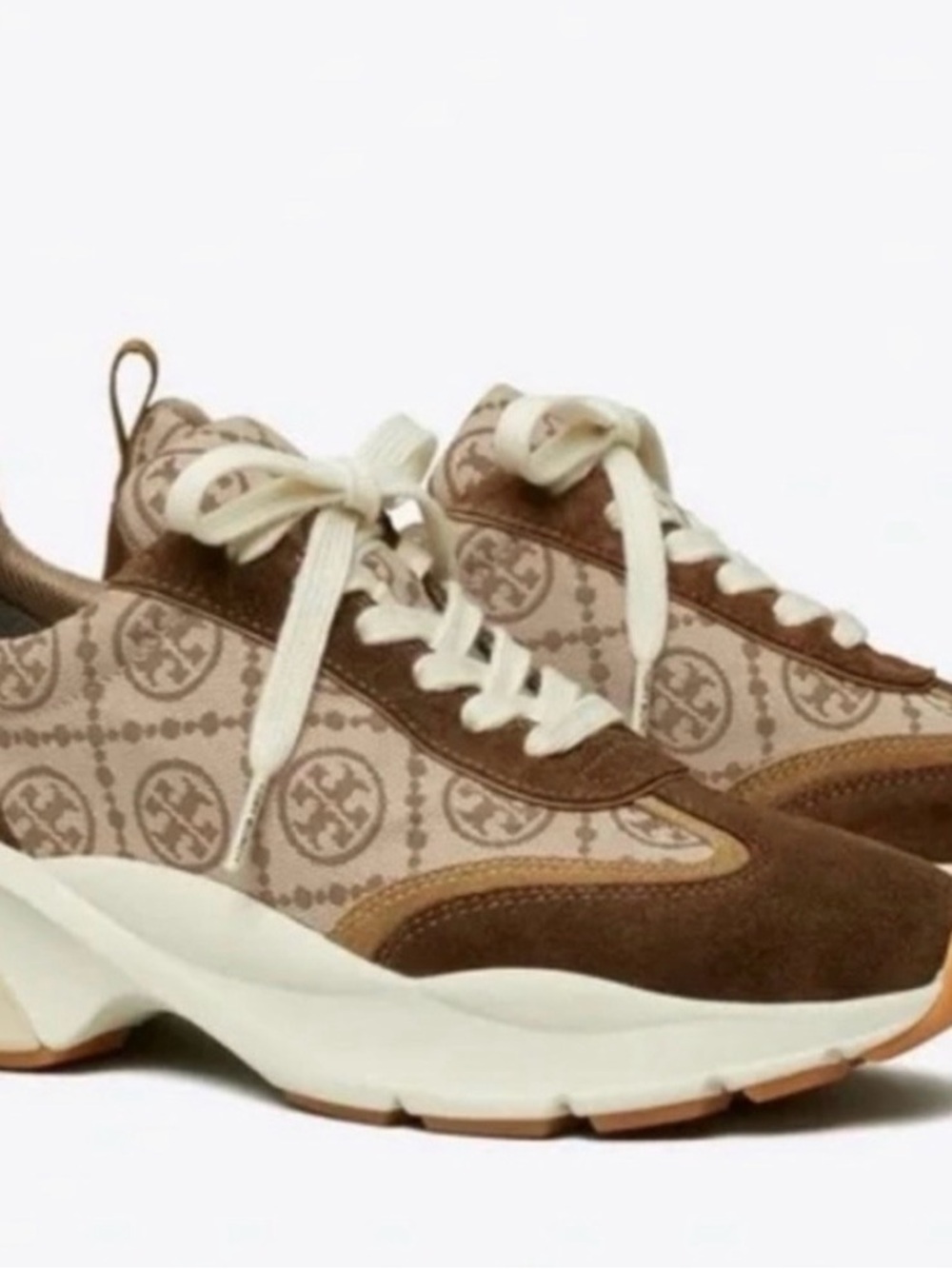 Tory Burch T Monogram Good Luck Trainer in "Hazel" colorway